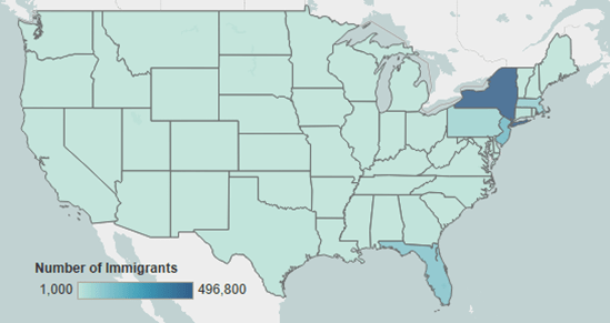 Figura 2. Principales estados de residencia de dominicanos en los Estados Unidos, 2015-19