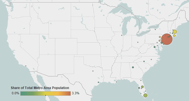 Figura 3. Principales áreas metropolitanas de residencia de dominicanos en los Estados Unidos, 2015-19
