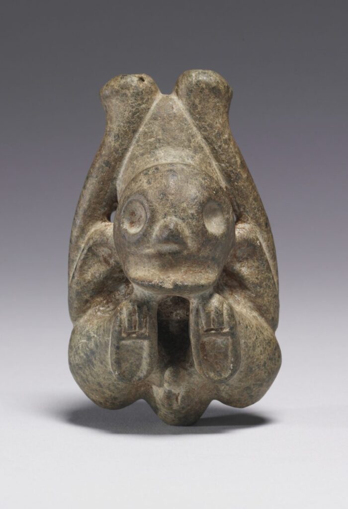 Inhalador de Cohoba en piedra en forma de behique o curander