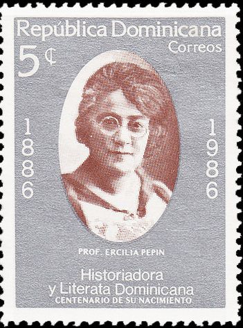 Sello postal dominicano dedicado a Ercilia Pepín 