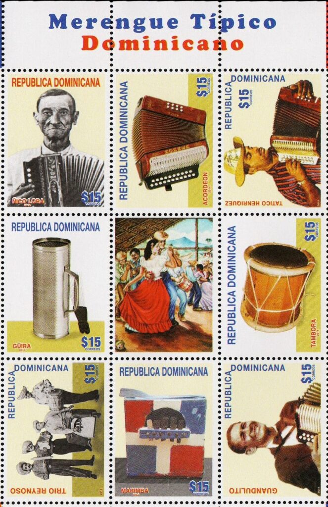 Sellos postales de 2014 conmemorando el merengue